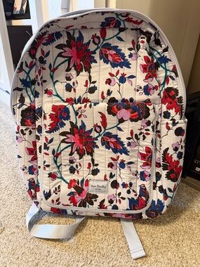 Vera Bradley Quilted Floral Backpack in White, Pink, Blue